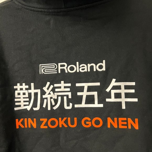 Roland White Logo ( Kin Zoku Go Nen /Since 1999 ) Pullover Hoodie Black  NWT - Picture 4 of 7